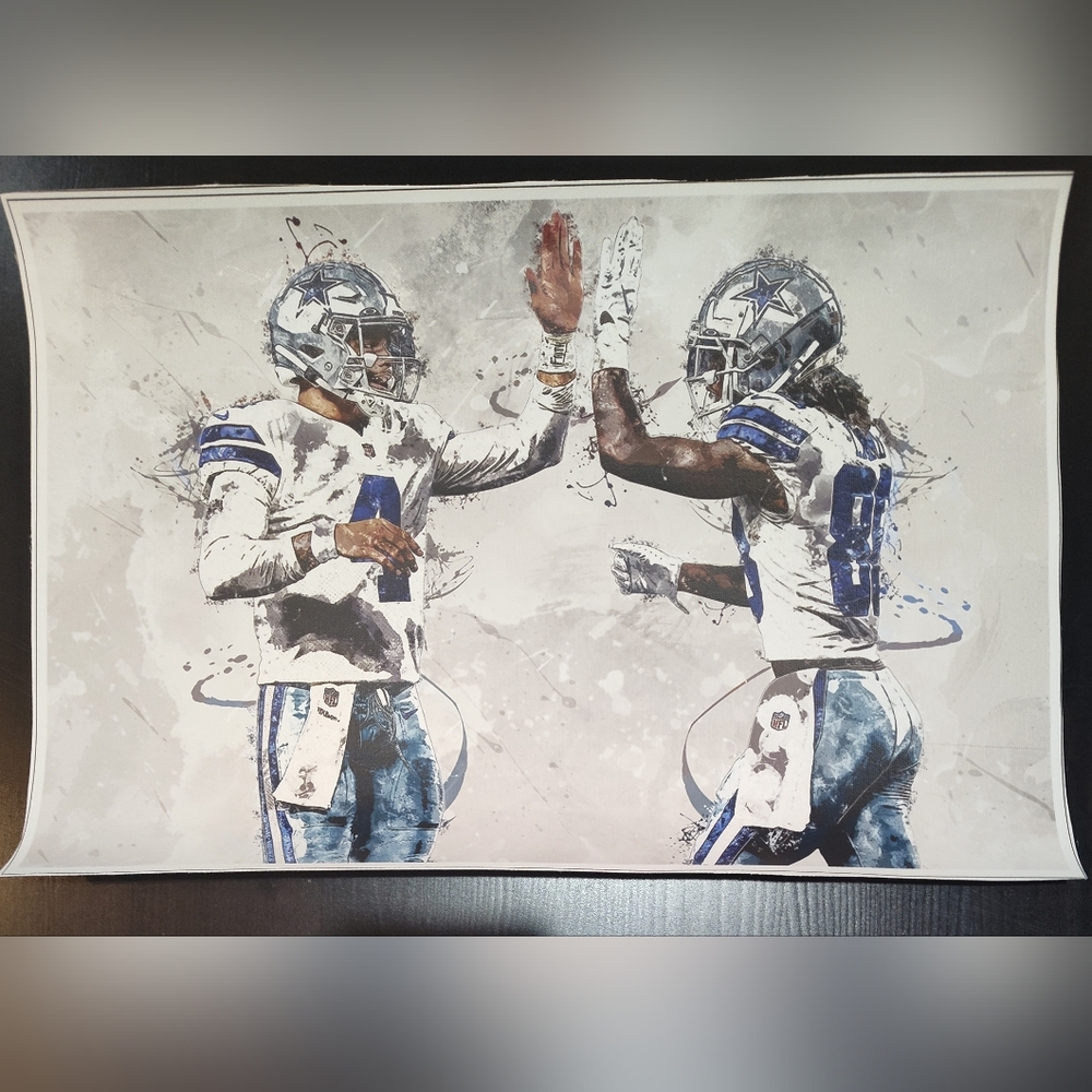 Dallas Cowboys Dak and CeeDee watercolor print poster 12x18 inches